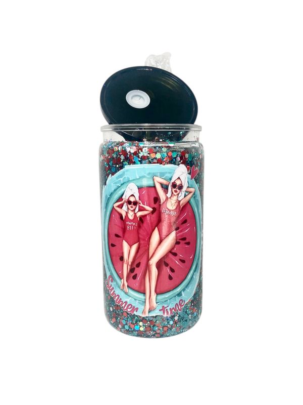 Poolside Bliss Summer Glow Snow Globe Tumbler