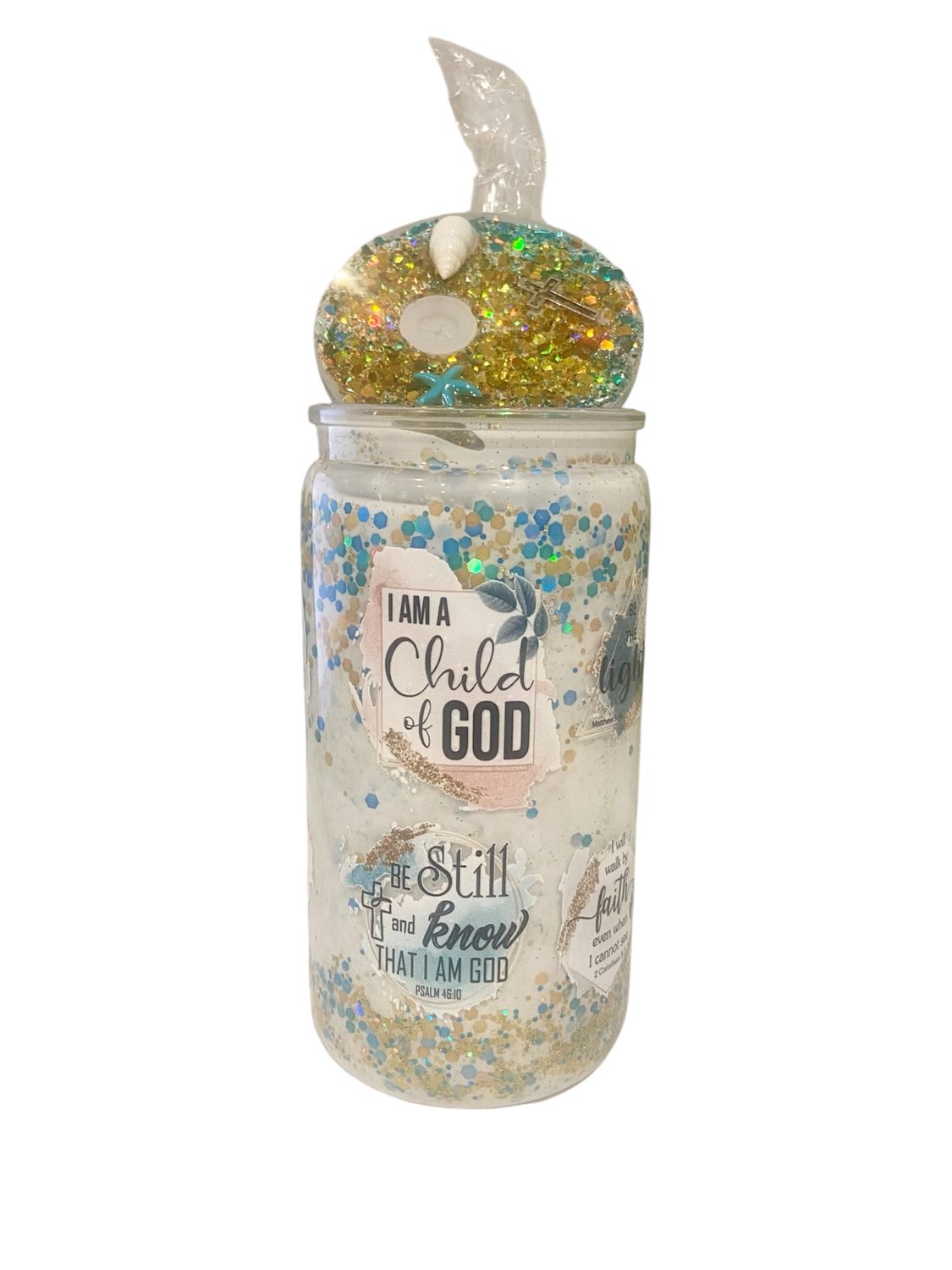 Sea of Grace Scripture Snow Globe Tumbler
