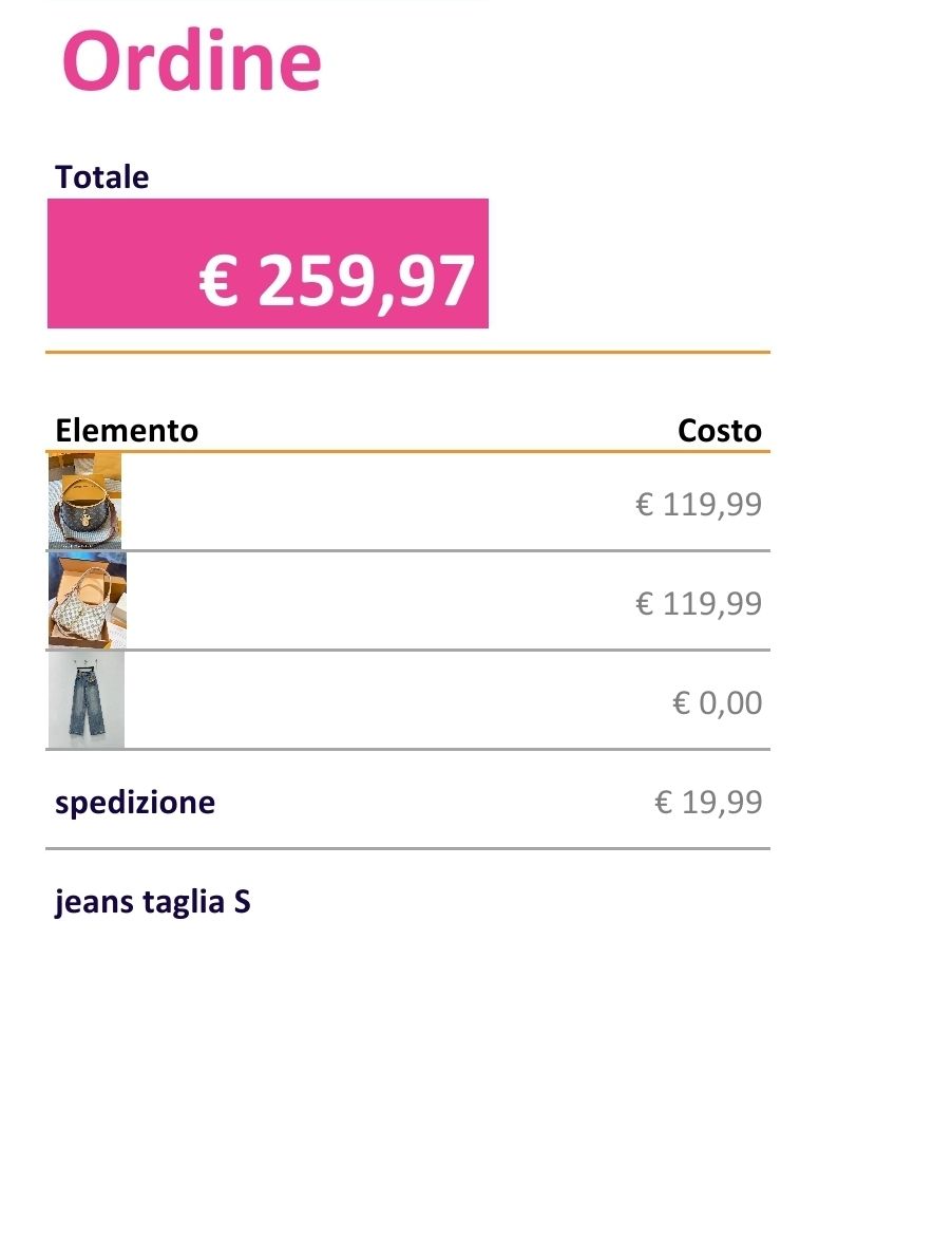 Ordine più pezzi 