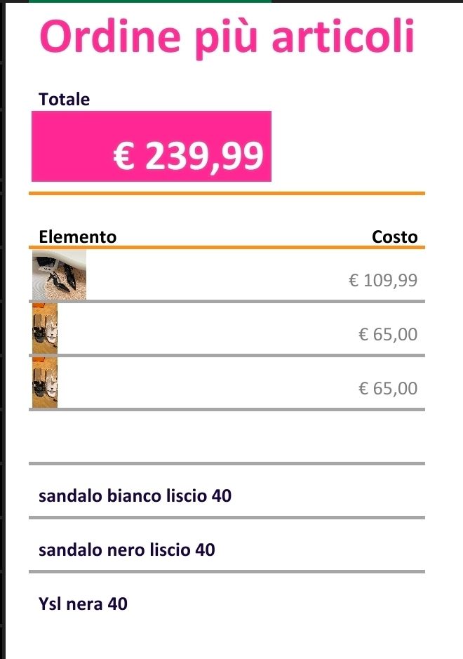 Ordine più pezzi