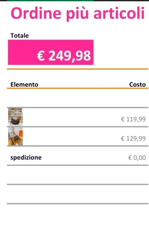 Ordine più pezzi 