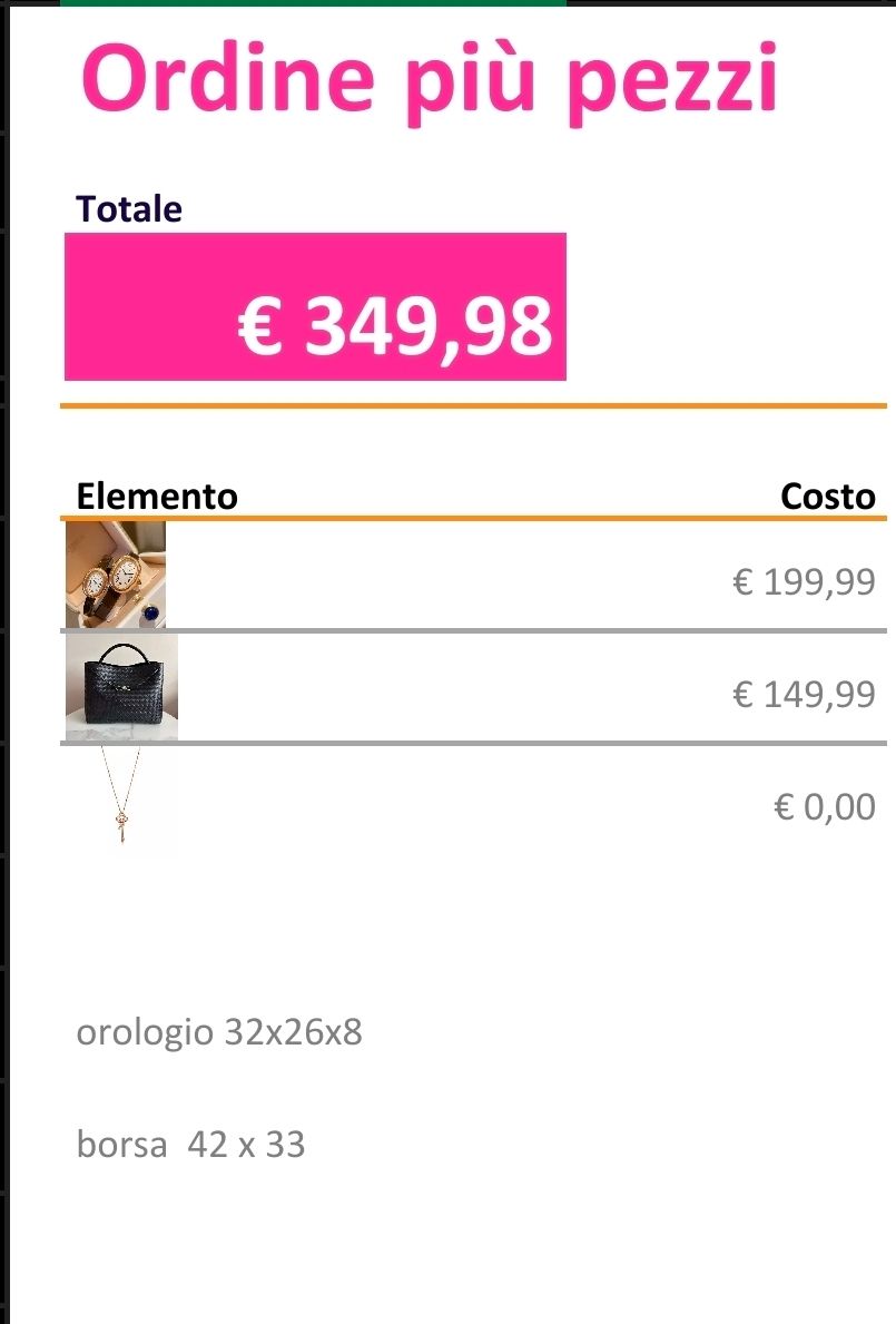Ordine più pezzi 