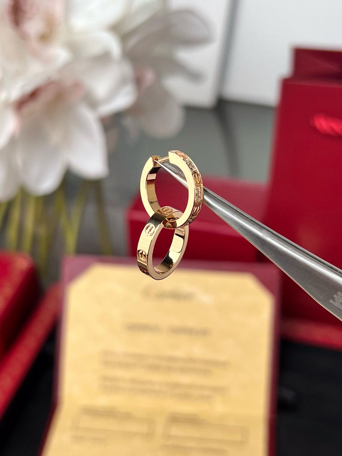 Gold Engraved Hoop Earrings with Diamond Accents