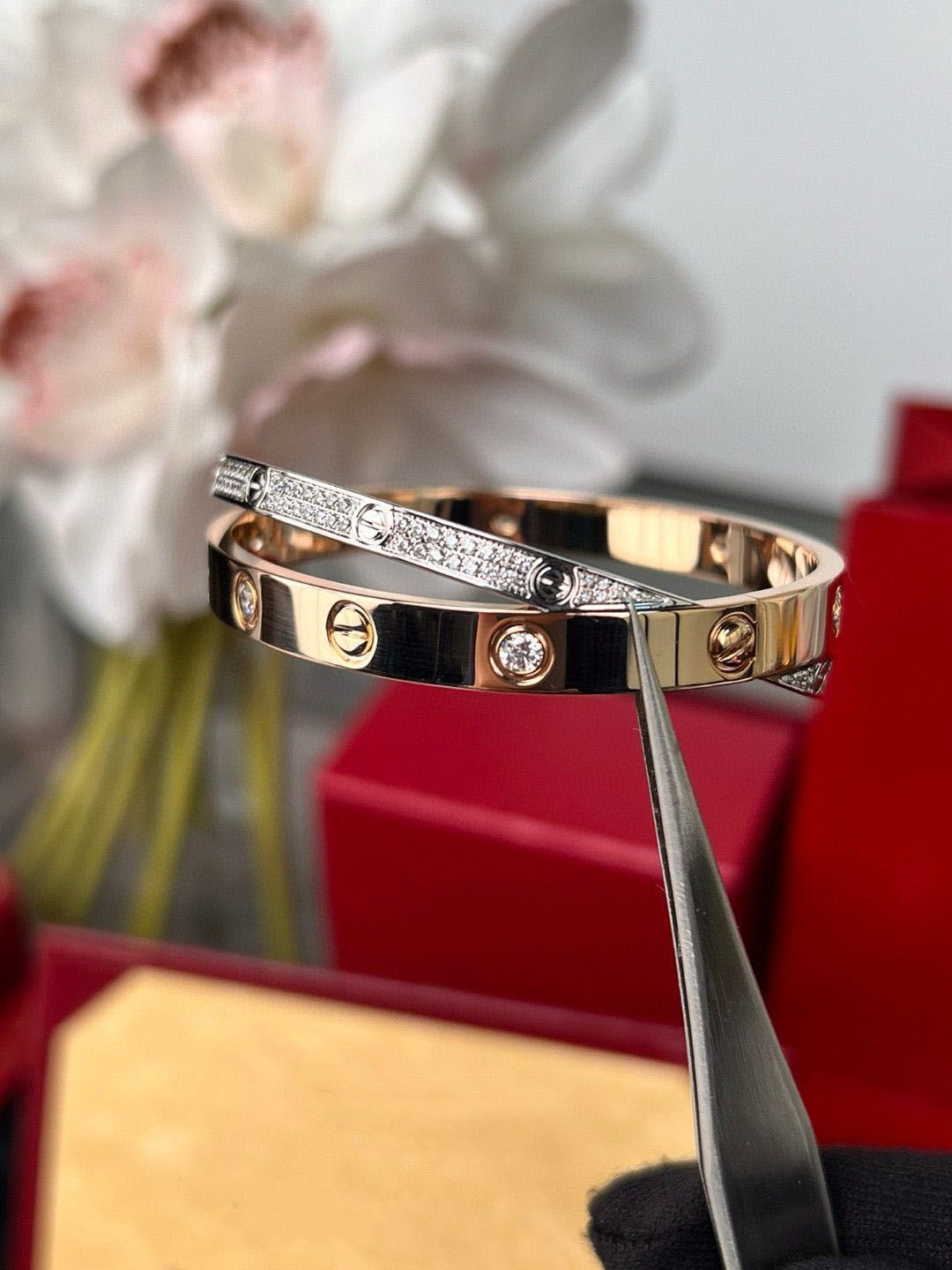 Diamond-Studded Love Bracelet