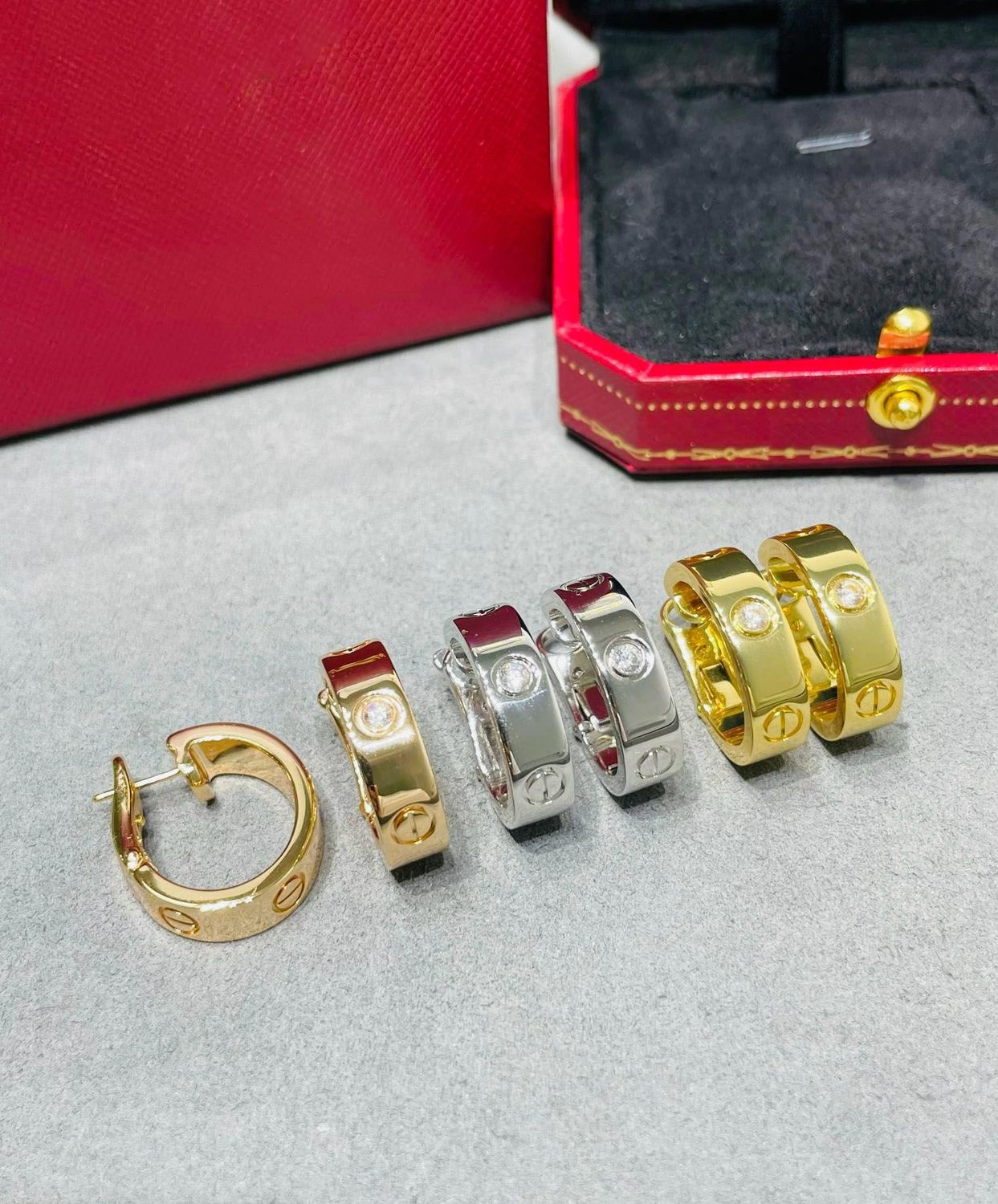 Elegant Diamond-Studded Hoop Earrings in Gold, Silver, and Rose Gold