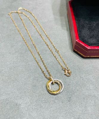 Dual-Tone Interlocking Circle Pendant Necklace