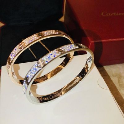 Rose Gold Pave Screw Motif Bangle Bracelet