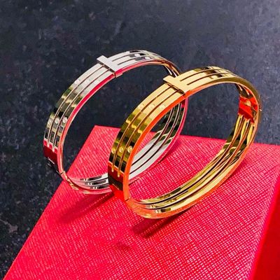 Triple-Band Love Bangles – Gold &amp; Silver Screw Motif