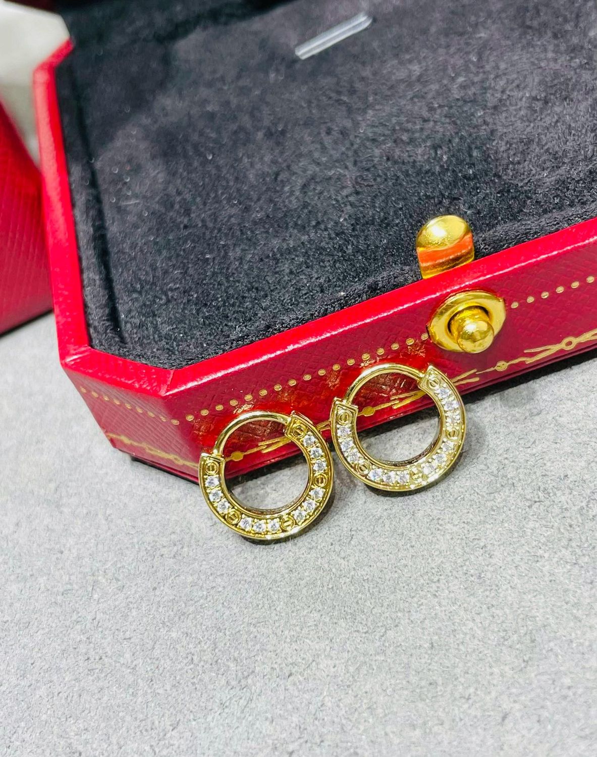 Dazzling Paved Hoop Earrings in Trio Tones