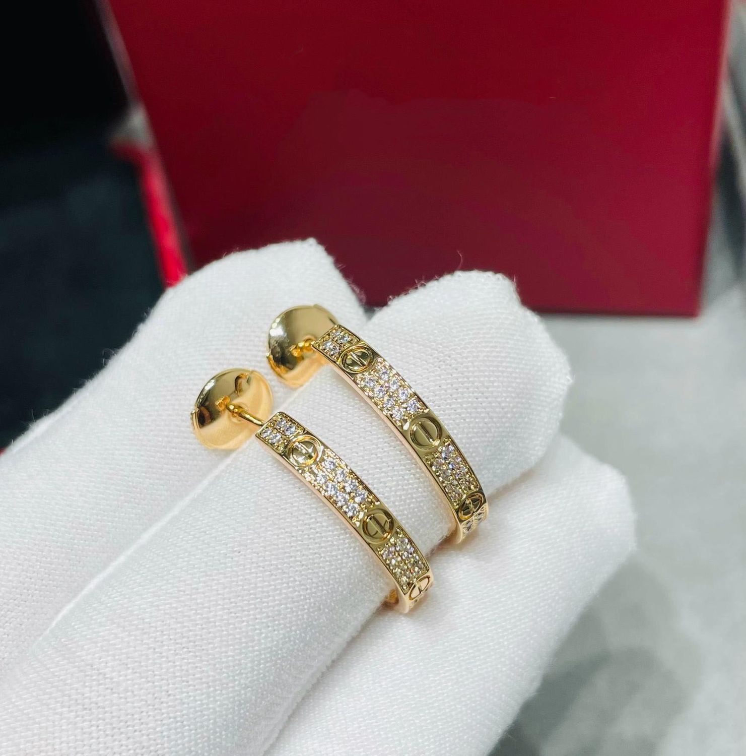 Luxurious Hoop Earrings with Diamond Accents in Gold, Silver, and Rose Gold