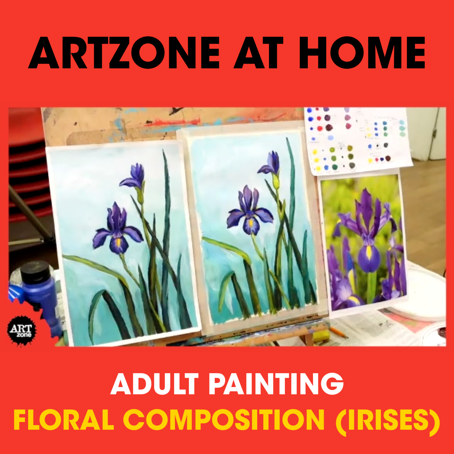 Adult Painting Class - Floral Composition (Irises)