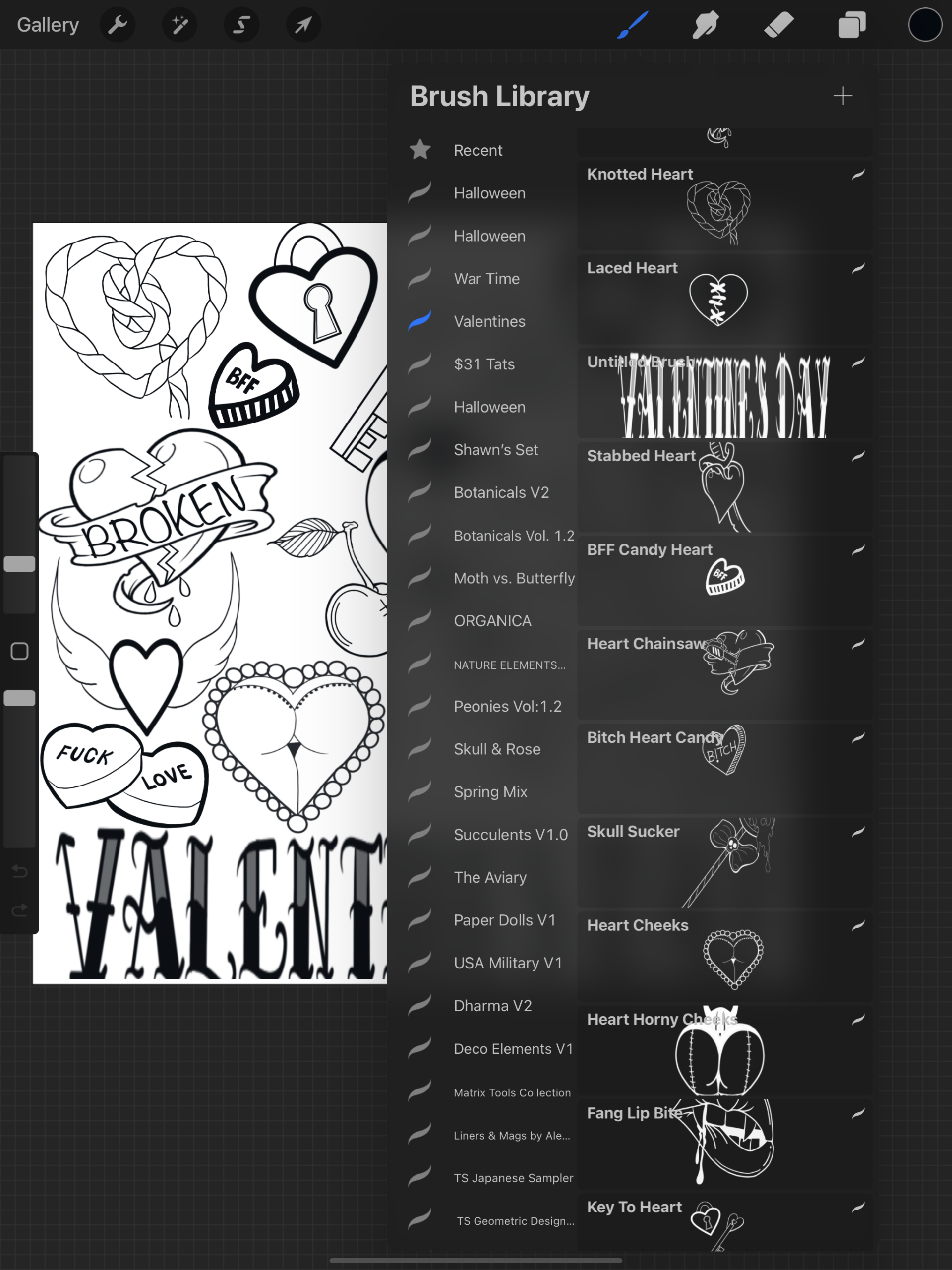 Procreate Valentines Day Brush Set