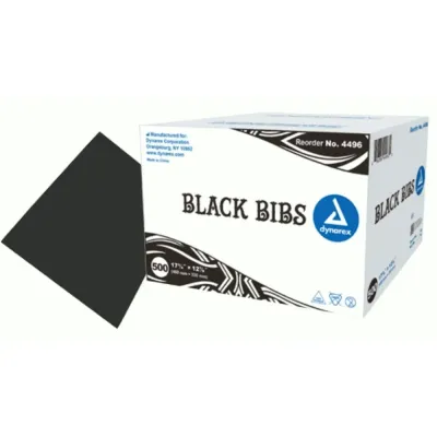 Dynarex Black Disposable Dental/Tattoo Bibs case Dynarex Black Disposable Dental/Tattoo Bibs case