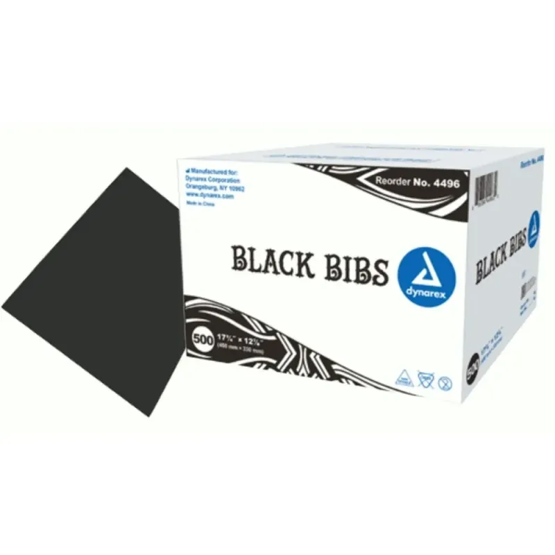 Dynarex Black Disposable Dental/Tattoo Bibs case