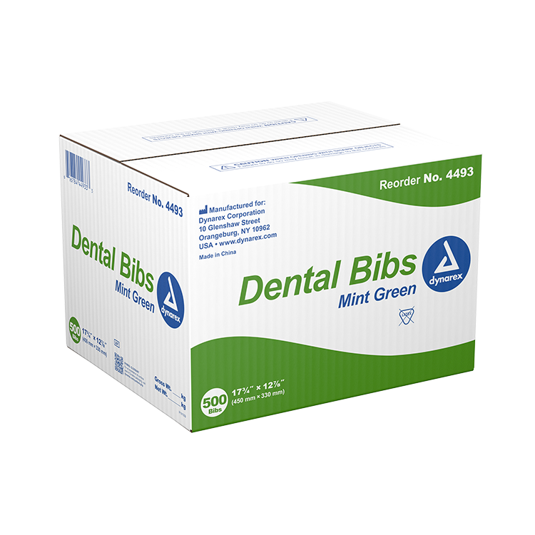 Dynarex Dental Bibs Mint Green 500 Per Case