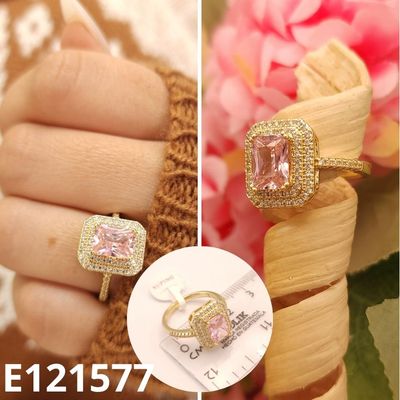 ANILLO ENCHAPADO EN ORO 14K PIEDRA ROSADA XUPING