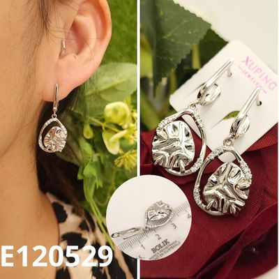 ARETES ENCHAPADOS EN PLATINO 3.5CM LARGO