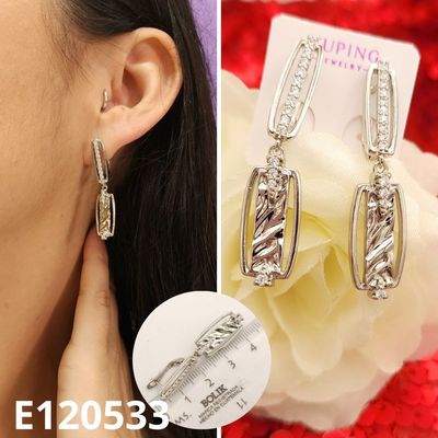 ARETES ENCHAPADOS EN PLATINO 3.8CM LARGO