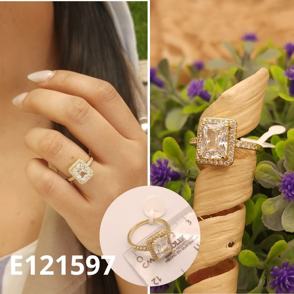 ANILLO ENCHAPADO EN ORO 14K PIEDRA TRANSPARENTE
