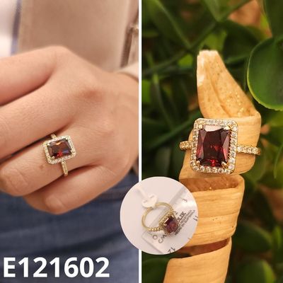 ANILLO ENCHAPADO EN ORO 14K PIEDRA ROJA