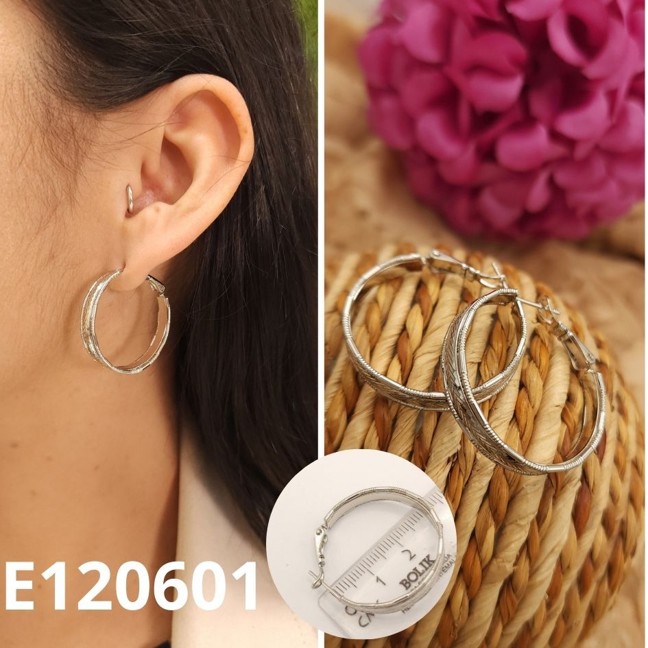 ARGOLLAS ENCHAPADAS EN PLATINO 3CM DIAMETRO X 5MM ANCHO