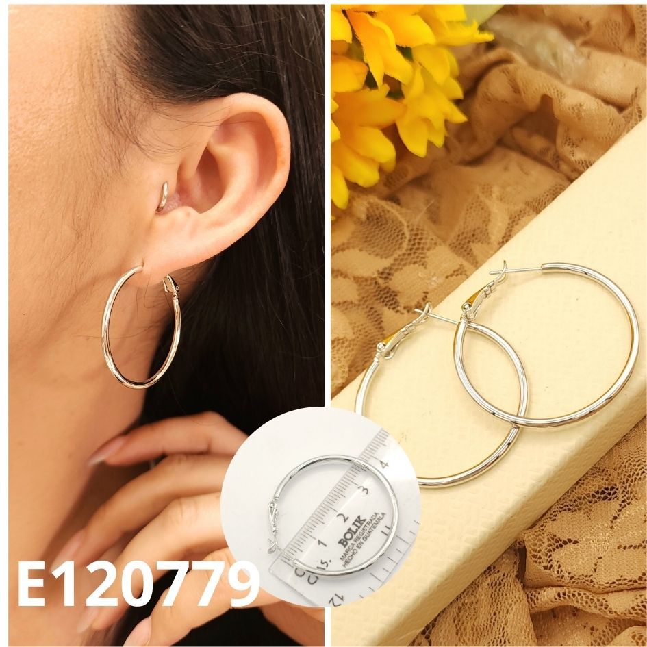 ARGOLLAS ENCHAPADAS EN PLATINO 3.5CM