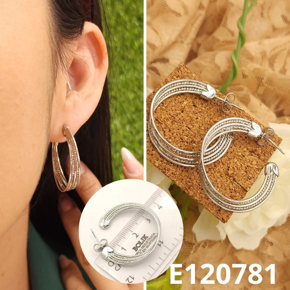 ARGOLLAS ENCHAPADAS EN PLATINO 3.6CM DIAMETRO