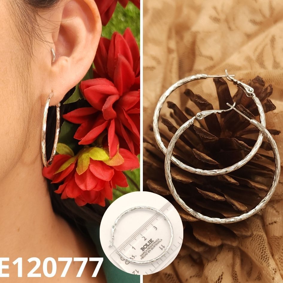 ARGOLLAS ENCHAPADAS EN PLATINO 4CM DIAMETRO X 2MM ANCHO