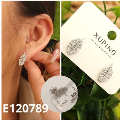 ARETES ENCHAPADOS EN PLATINO HOJITAS 1.7CM