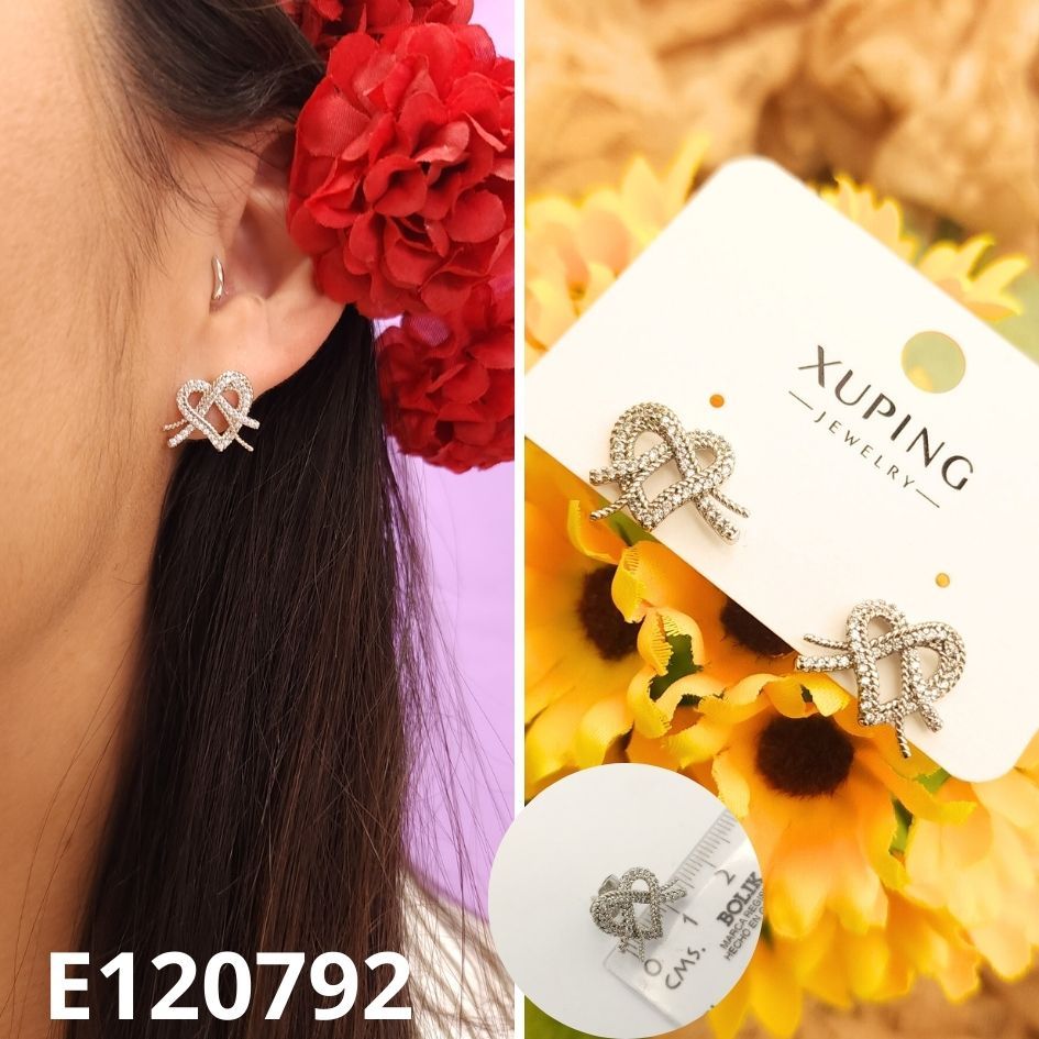 ARETES ENCHAPADOS EN PLATINO CORAZON 1CM