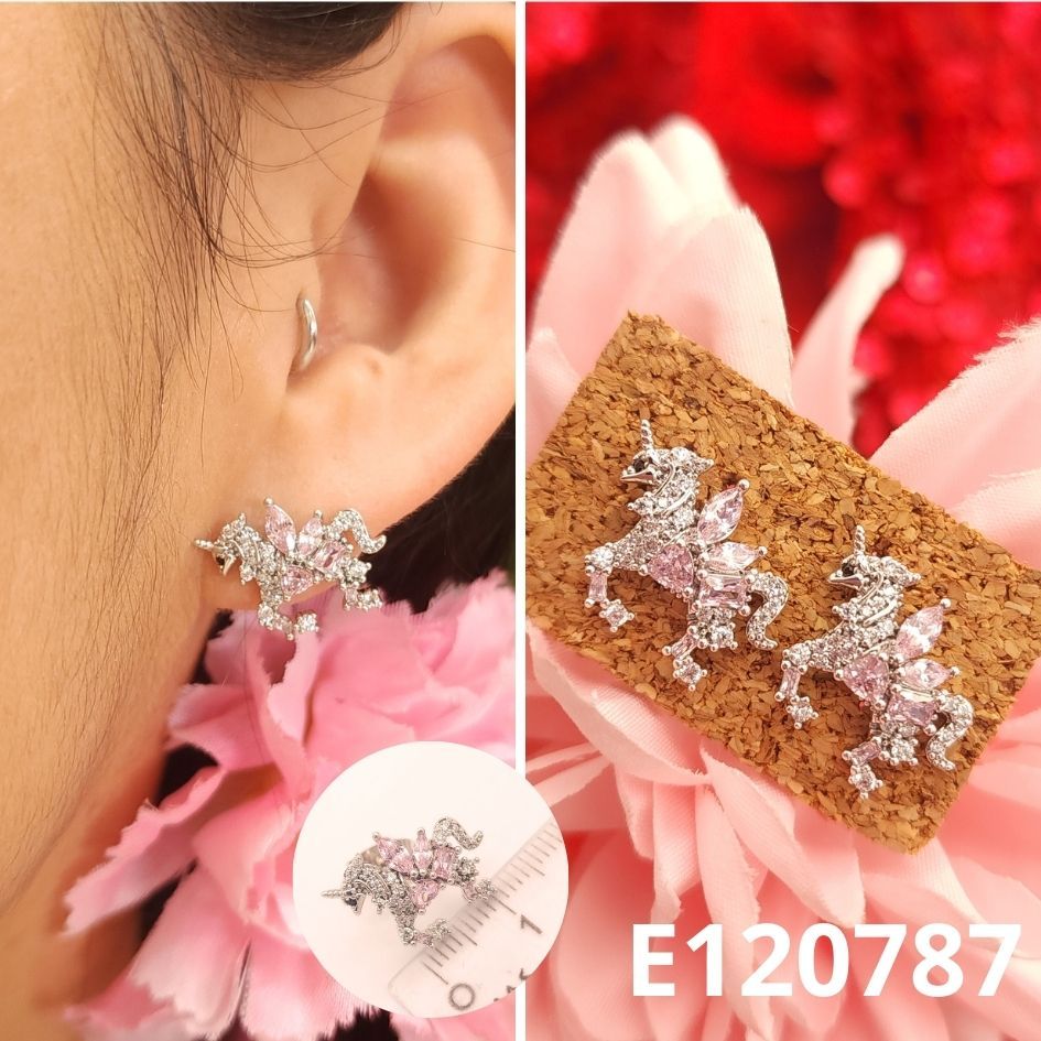 ARETES ENCHAPADOS EN PLATINO UNICORNIO 1.5CM