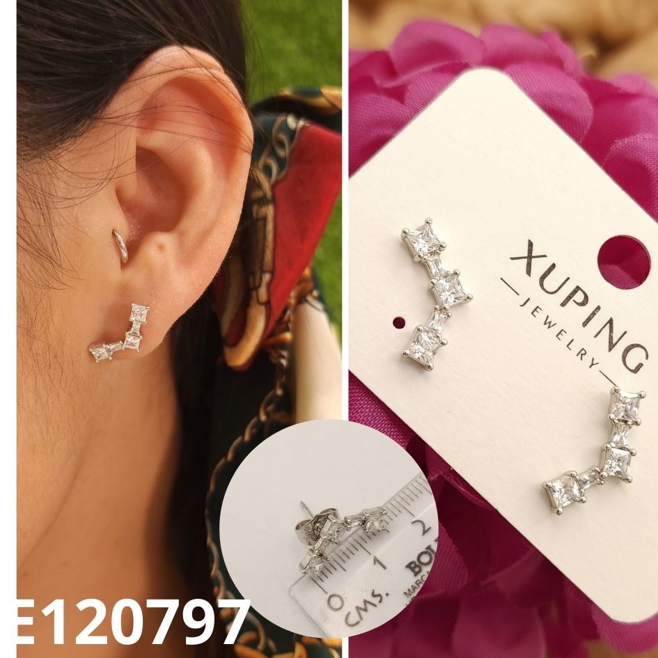 ARETES ENCHAPADOS EN PLATINO 1.7CM