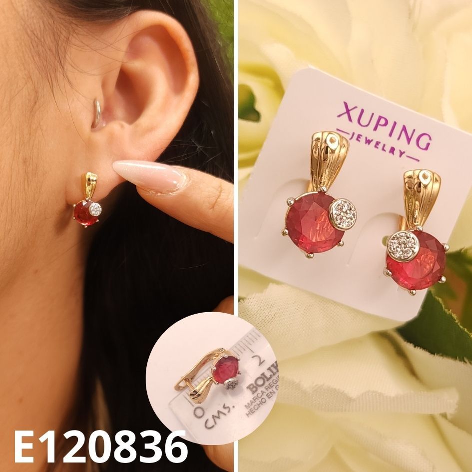 ARETES ENCHAPADOS EN ORO 14K FUCSIA 1.5