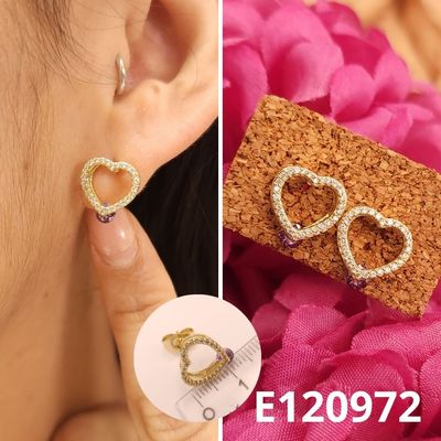 ARETES ENCHAPADOS EN ORO 14K CORAZON 1.2CM