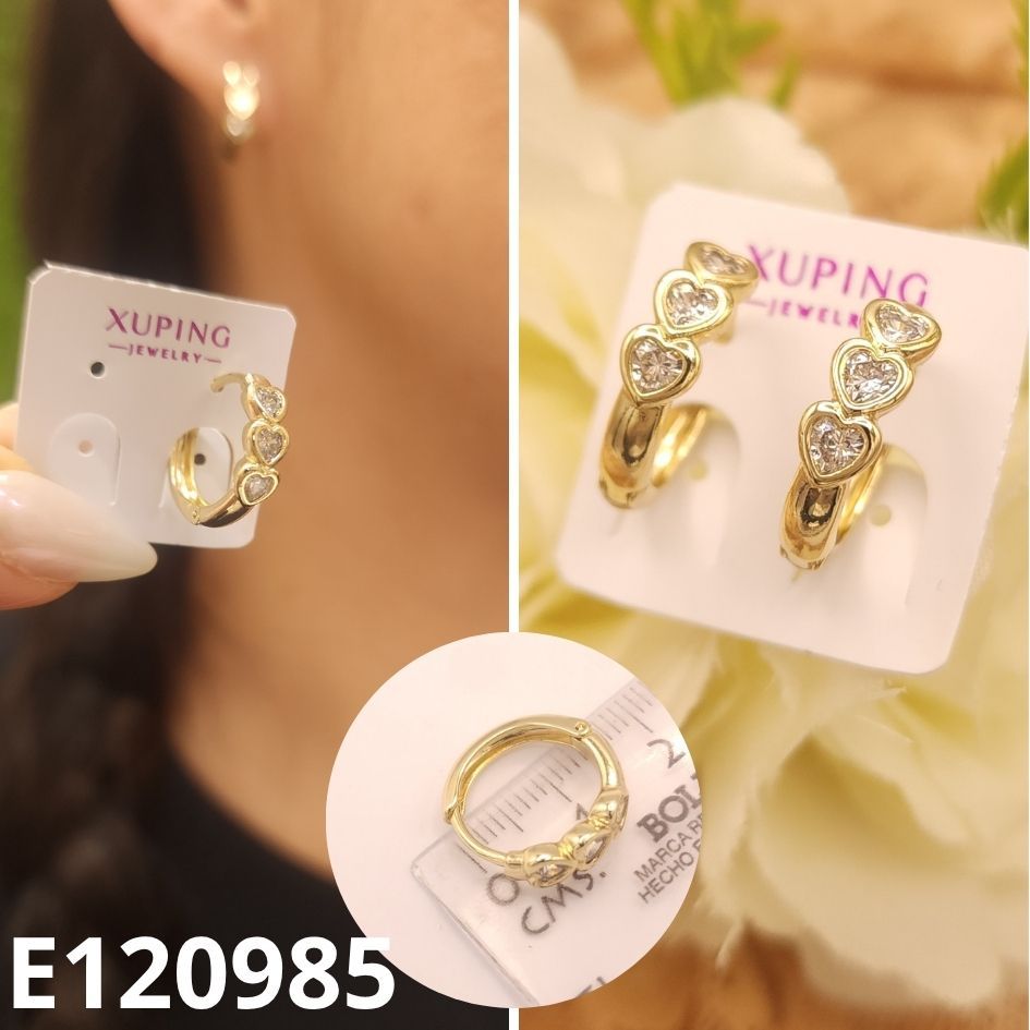 ARGOLLAS ENCHAPADAS EN ORO 14K CORAZONES 1.7CM