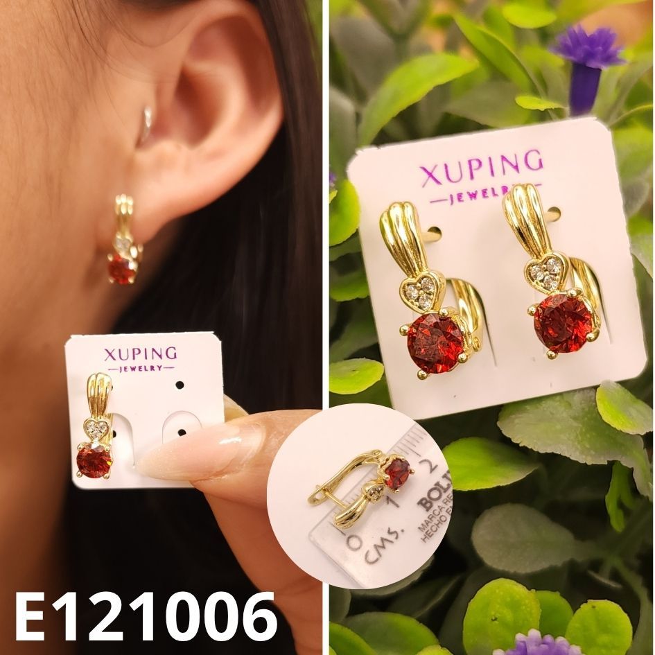 ARETES ENCHAPADOS EN ORO 14K COLOR ROJO 1.5CM