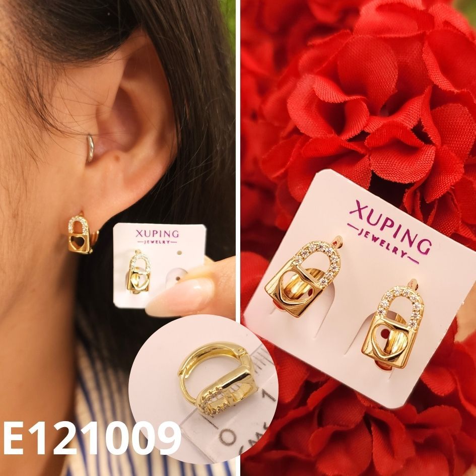 ARETES ENCHAPADOS EN ORO 14K CANDADO CORAZON