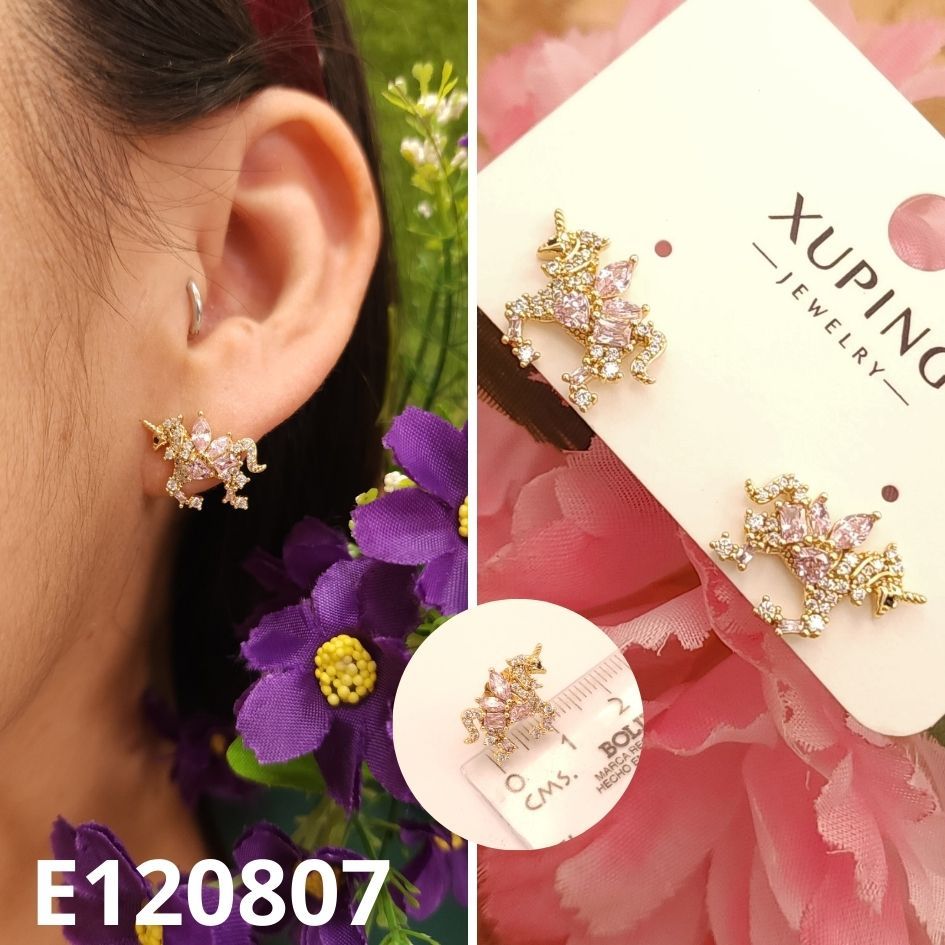 ARETES ENCHAPADOS EN ORO 14K UNICORNIOS