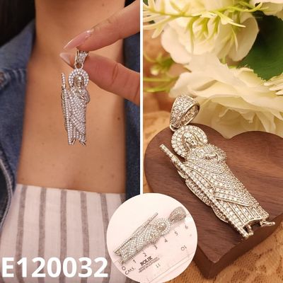 GARGANTILLA DIJE Y CADENA ENCHAPADO EN PLATINO SAN JUDAS TADEO 6.6CM LARGO