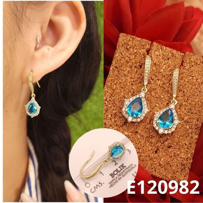 ARETES ENCHAPADOS EN ORO 14K GOTAS TURQUESA 2.7CM