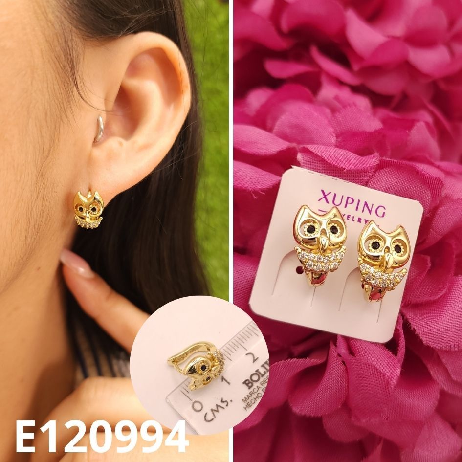ARETES ENCHAPADOS EN ORO 14K BUHO HUGGIES 1.1CM