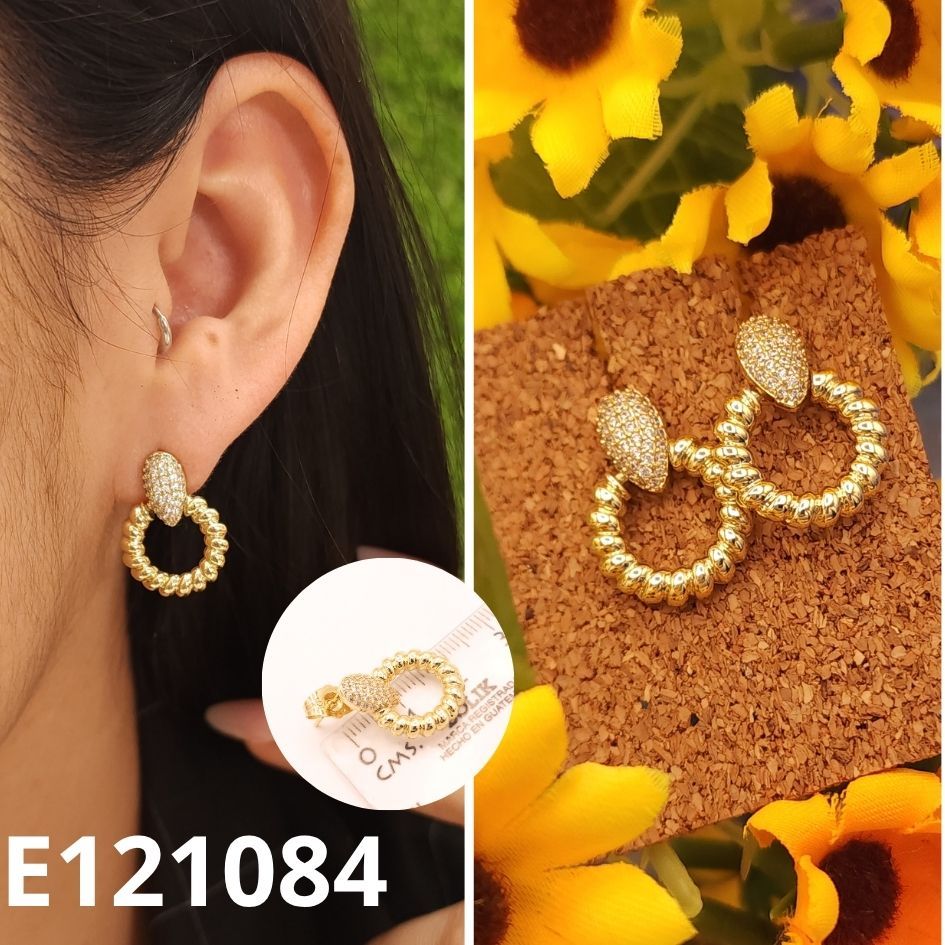 ARETES ENCHAPADOS EN ORO 14K 2.2CM