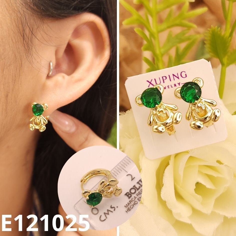 ARGOLLAS ENCHAPADAS EN ORO 14K OSO VERDE 1.4CM