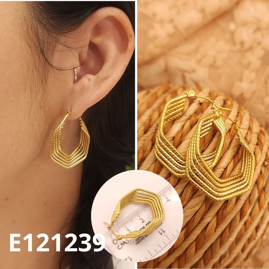 ARGOLLAS ECHAPADAS EN ORO 14K 3.5CM