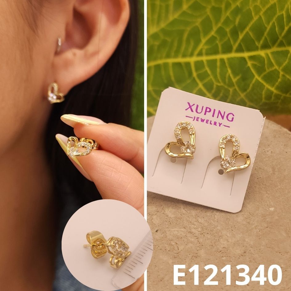 ARETES ENCHAPADOS EN ORO 14K CORAZON 1CM