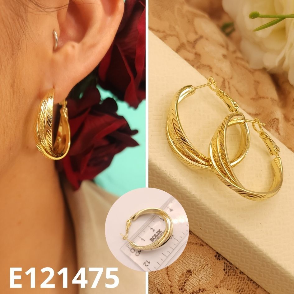 ARETES ENCHPADOS EN ORO 14K3CM LARGO
