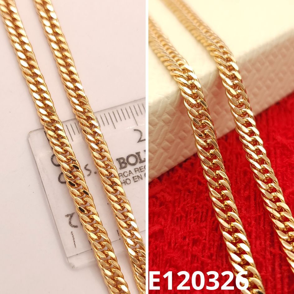CADENA ENCHAPADA EN ORO 18K GRUMETEADA 50CM LARGO X 4MM ANCHO
