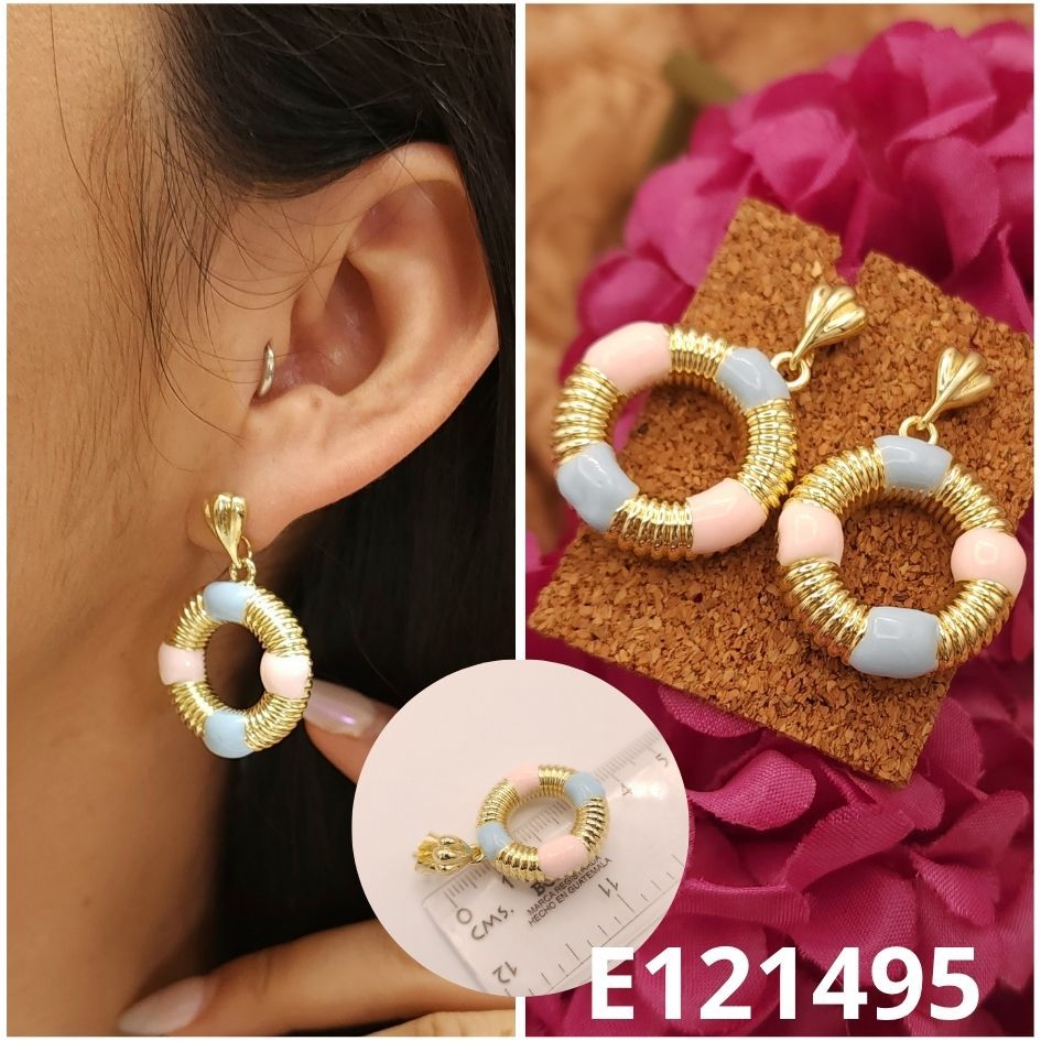 ARETES ENCHAPADOS EN ORO 14K 3.5CM