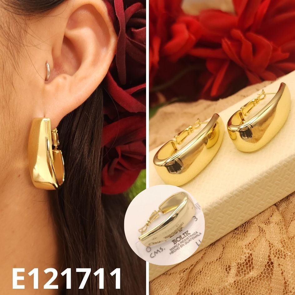 ARGOLLAS ENCHAPADAS EN ORO 14K 3.3CM LARGO X 1.2CM ANCHO