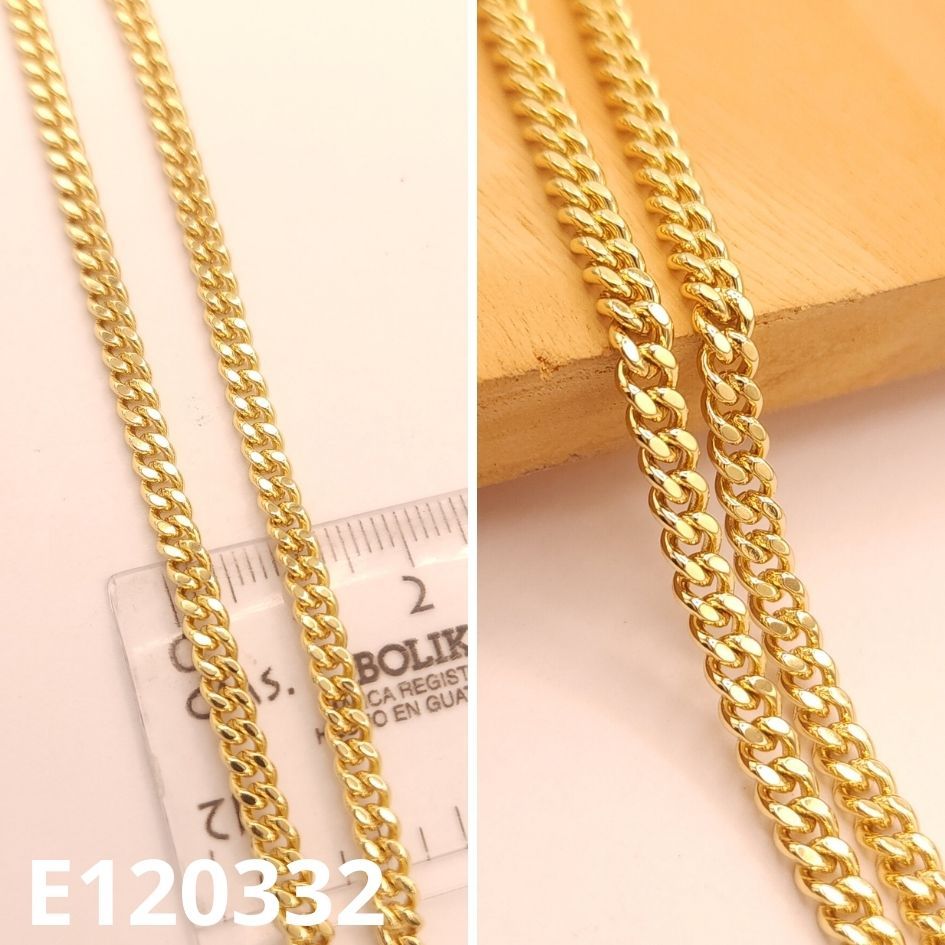 CADENA ENCHAPADA EN ORO 14K GRUMETEADA 45CM LARGO X 3MM ANCHO
